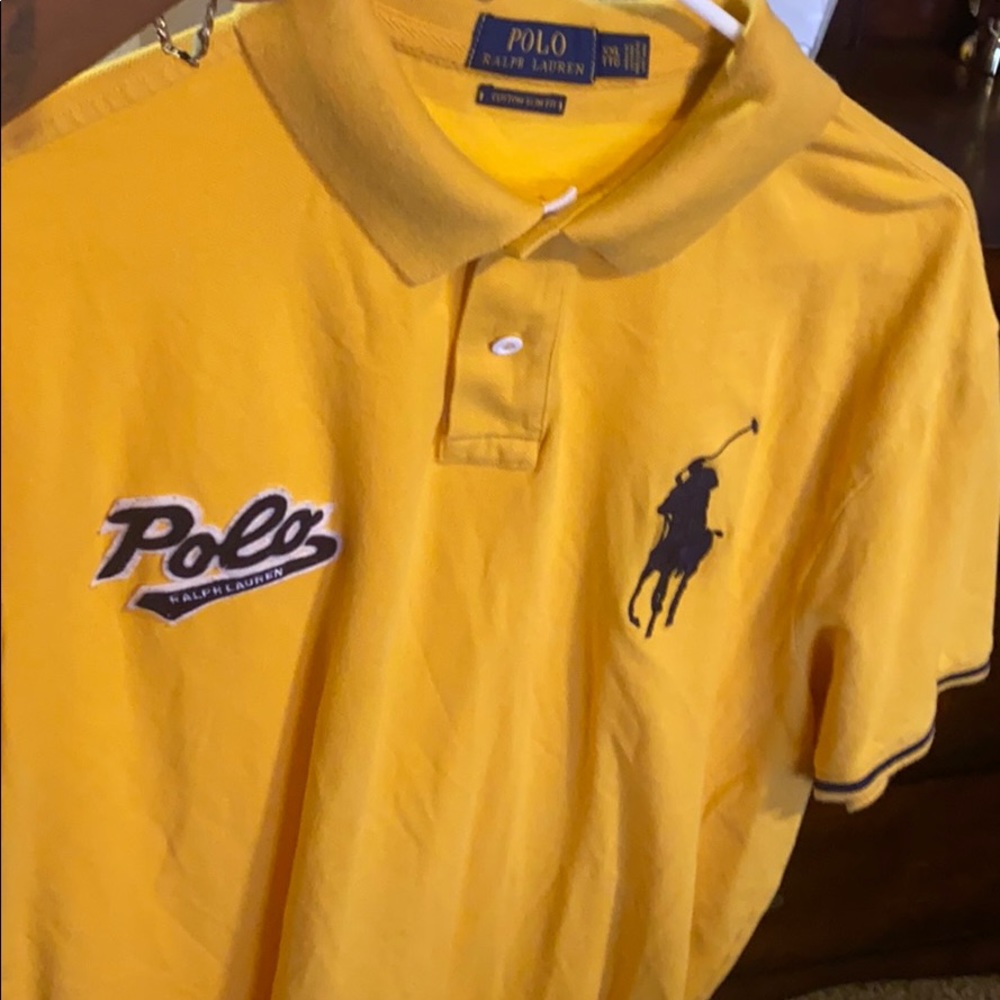 Polo shirt yellow/gold and navy blue